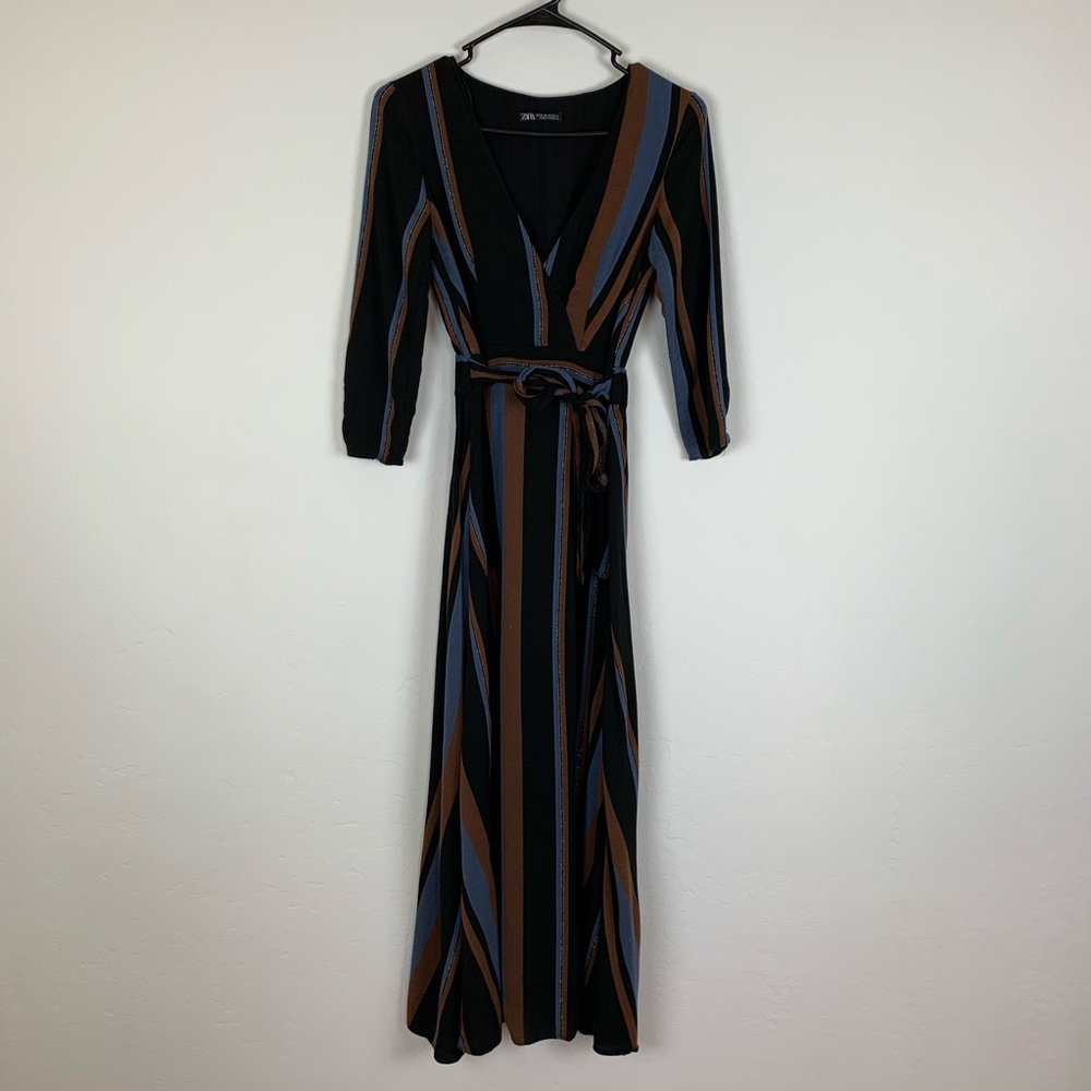 ZARA Stripe Wrap Maxi Dress